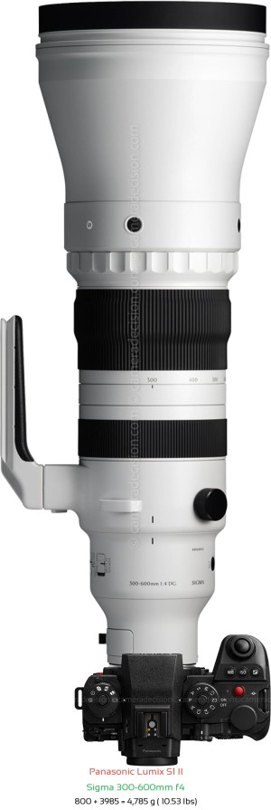 Panasonic S1 II with Sigma 300-600mm f4 Lens Size
