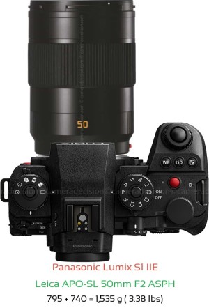 Panasonic S1 IIE with Leica APO-SL 50mm F2 ASPH Lens Size