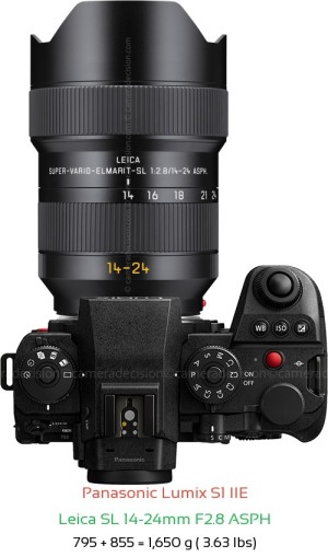 Panasonic S1 IIE with Leica SL 14-24mm F2.8 ASPH Lens Size