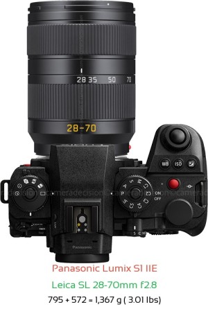 Panasonic S1 IIE with Leica SL 28-70mm f2.8 Lens Size