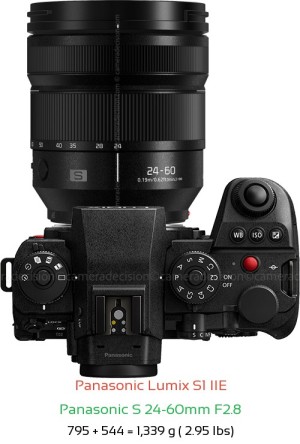 Panasonic S1 IIE with Panasonic S 24-60mm F2.8 Lens Size