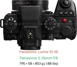 Panasonic S1 IIE with Panasonic S 26mm F8 Lens Size