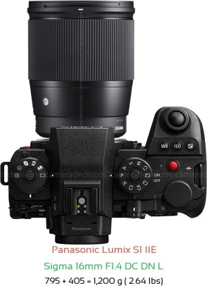 Panasonic S1 IIE with Sigma 16mm F1.4 DC DN L Lens Size