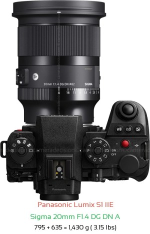 Panasonic S1 IIE with Sigma 20mm F1.4 DG DN A Lens Size