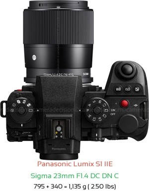 Panasonic S1 IIE with Sigma 23mm F1.4 DC DN C Lens Size