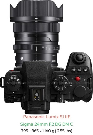 Panasonic S1 IIE with Sigma 24mm F2 DG DN C Lens Size