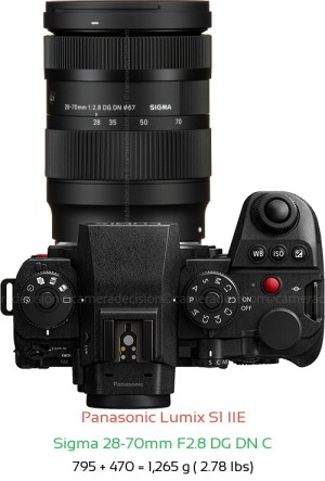 Panasonic S1 IIE with Sigma 28-70mm F2.8 DG DN C Lens Size
