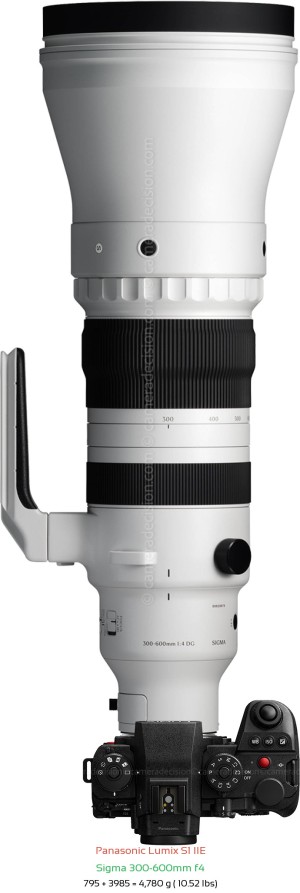 Panasonic S1 IIE with Sigma 300-600mm f4 Lens Size
