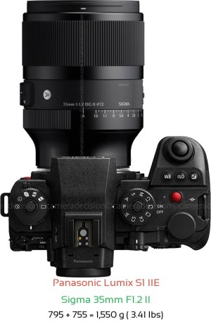 Panasonic S1 IIE with Sigma 35mm F1.2 II Lens Size