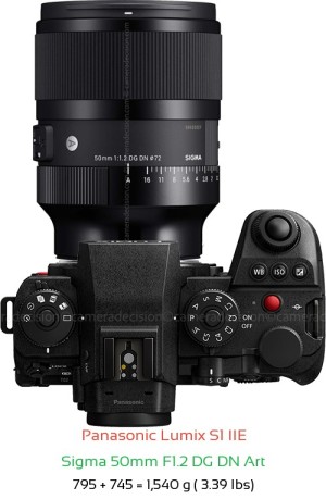 Panasonic S1 IIE with Sigma 50mm F1.2 DG DN Art Lens Size