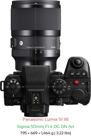 Panasonic S1 IIE with Sigma 50mm F1.4 DG DN Art Lens Size