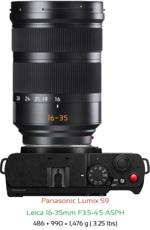 Panasonic S9 with Leica 16-35mm F3.5-4.5 ASPH Lens Size