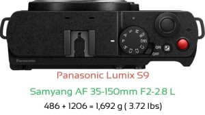 Panasonic S9 with Samyang AF 35-150mm F2-2.8 L Lens Size