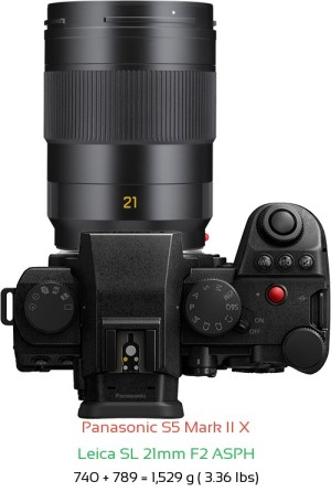 Panasonic S5 II X with Leica SL 21mm F2 ASPH Lens Size