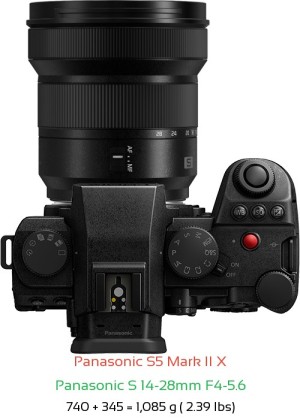 Panasonic S5 II X with Panasonic S 14-28mm F4-5.6 Lens Size