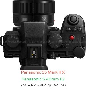 Panasonic S5 II X with Panasonic S 40mm F2 Lens Size