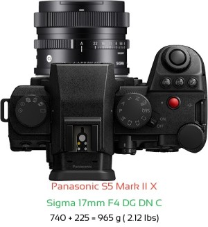 Panasonic S5 II X with Sigma 17mm F4 DG DN C Lens Size