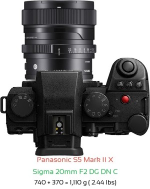 Panasonic S5 II X with Sigma 20mm F2 DG DN C Lens Size