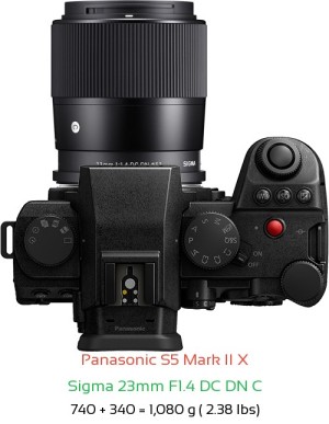 Panasonic S5 II X with Sigma 23mm F1.4 DC DN C Lens Size