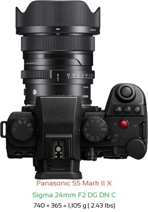 Panasonic S5 II X with Sigma 24mm F2 DG DN C Lens Size