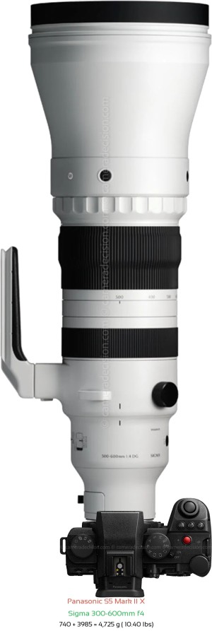 Panasonic S5 II X with Sigma 300-600mm f4 Lens Size