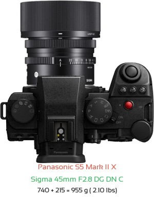 Panasonic S5 II X with Sigma 45mm F2.8 DG DN C Lens Size