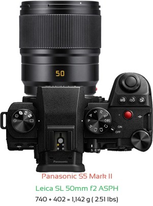 Panasonic S5 II with Leica SL 50mm f2 ASPH Lens Size