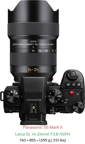 Panasonic S5 II with Leica SL 14-24mm F2.8 ASPH Lens Size