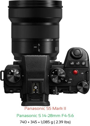 Panasonic S5 II with Panasonic S 14-28mm F4-5.6 Lens Size