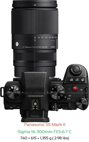 Panasonic S5 II with Sigma 16-300mm f3.5-6.7 C Lens Size