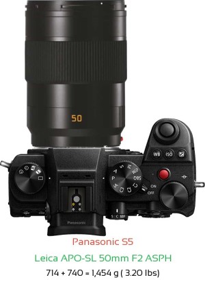 Panasonic S5 with Leica APO-SL 50mm F2 ASPH Lens Size