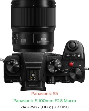 Panasonic S5 with Panasonic S 100mm F2.8 Macro Lens Size