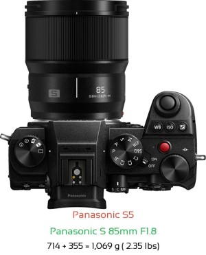 Panasonic S5 with Panasonic S 85mm F1.8 Lens Size