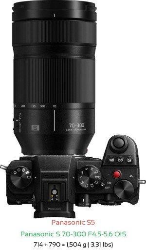 Panasonic S5 with Panasonic S 70-300 F4.5-5.6 OIS Lens Size