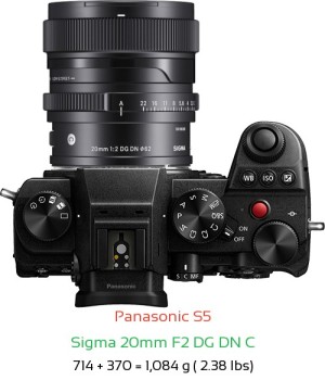 Panasonic S5 with Sigma 20mm F2 DG DN C Lens Size