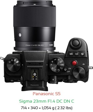 Panasonic S5 with Sigma 23mm F1.4 DC DN C Lens Size