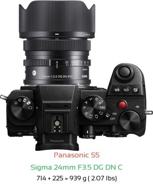 Panasonic S5 with Sigma 24mm F3.5 DG DN C Lens Size