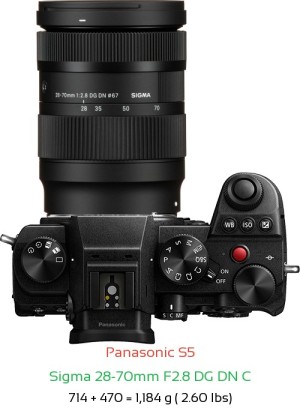 Panasonic S5 with Sigma 28-70mm F2.8 DG DN C Lens Size