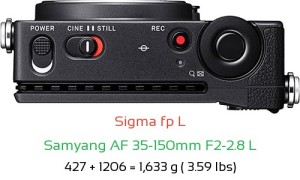 Sigma fp L with Samyang AF 35-150mm F2-2.8 L Lens Size