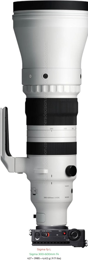 Sigma fp L with Sigma 300-600mm f4 Lens Size