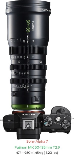 Sony A7 with Fujinon MK 50-135mm T2.9 Lens Size