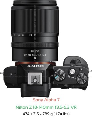 Sony A7 with Nikon Z 18-140mm f3.5-6.3 VR Lens Size