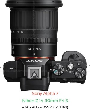 Sony A7 with Nikon Z 14-30mm F4 S Lens Size