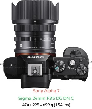 Sony A7 with Sigma 24mm F3.5 DG DN C Lens Size