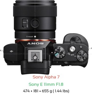 Sony A7 with Sony E 11mm F1.8 Lens Size