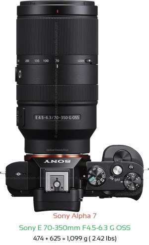 Sony A7 with Sony E 70-350mm F4.5-6.3 G Lens Size