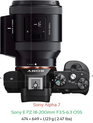 Sony A7 with Sony E PZ 18-200mm F3.5-6.3 Lens Size