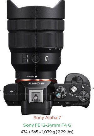 Sony A7 with Sony FE 12-24mm F4 G Lens Size