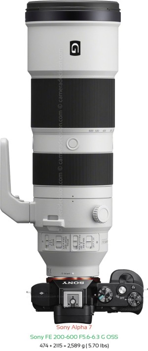Sony A7 with Sony FE 200-600 F5.6-6.3 Lens Size