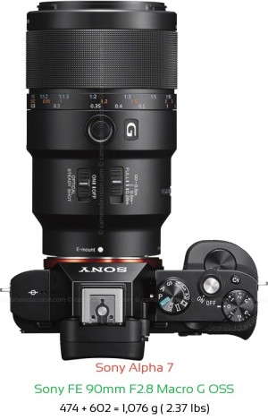 Sony A7 with Sony FE 90mm F2.8 Macro G OSS Lens Size